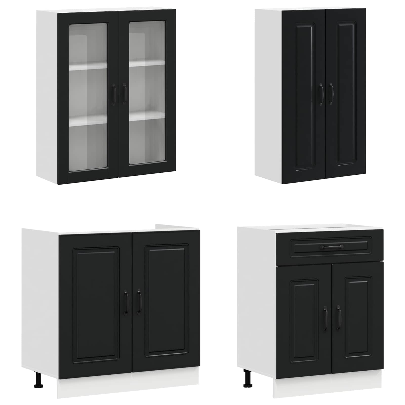vidaXL Kitchen Unit KALMAR 8 pcs Black Engineered Wood 3