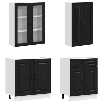 vidaXL Kitchen Unit KALMAR 8 pcs Black Engineered Wood 3