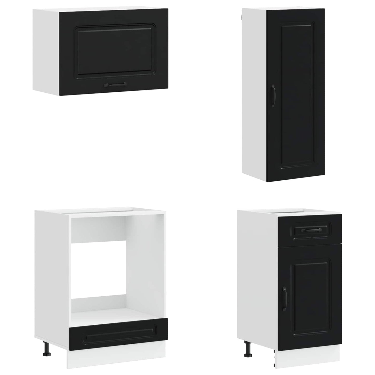 vidaXL Kitchen Unit KALMAR 8 pcs Black Engineered Wood 4