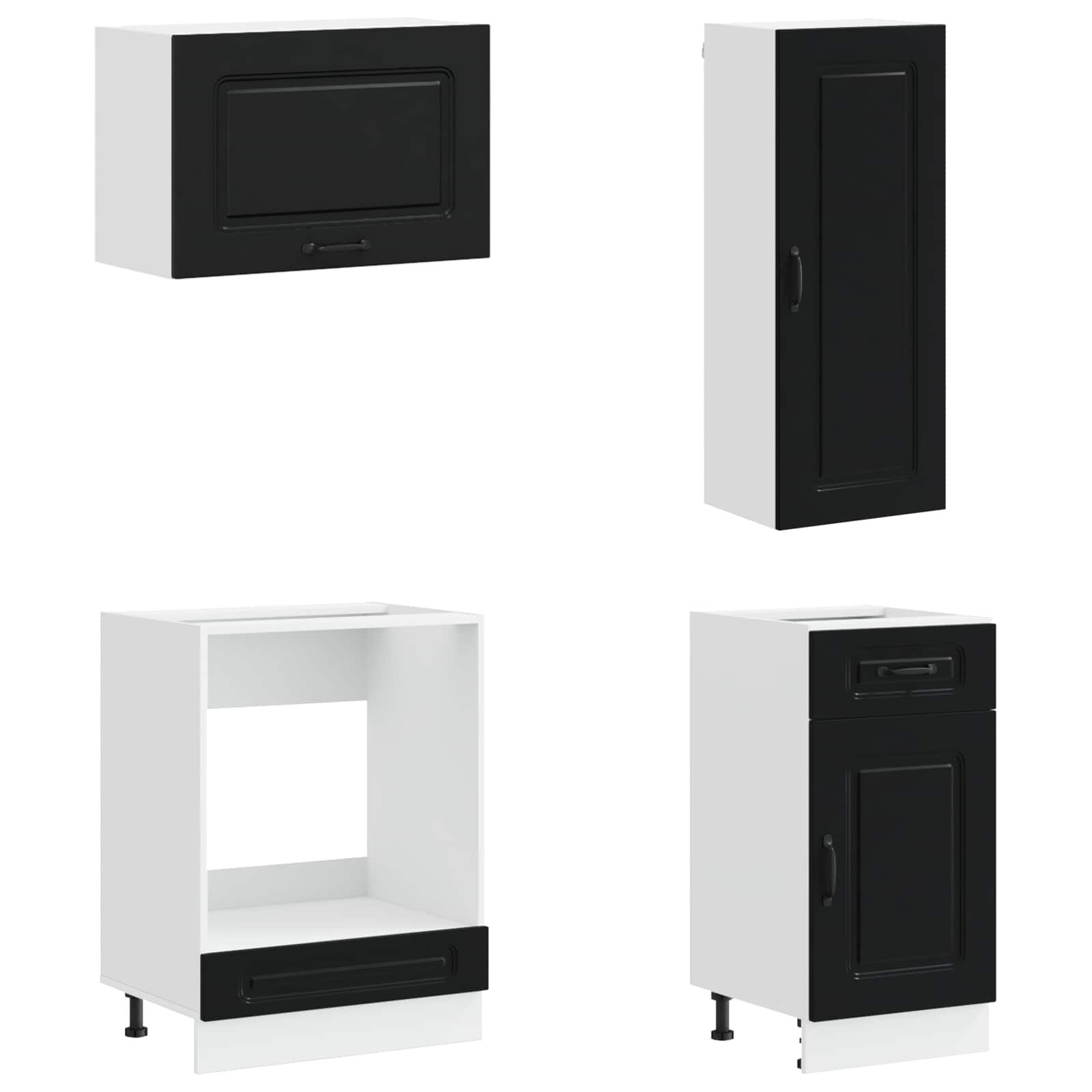 vidaXL Kitchen Unit KALMAR 8 pcs Black Engineered Wood 4