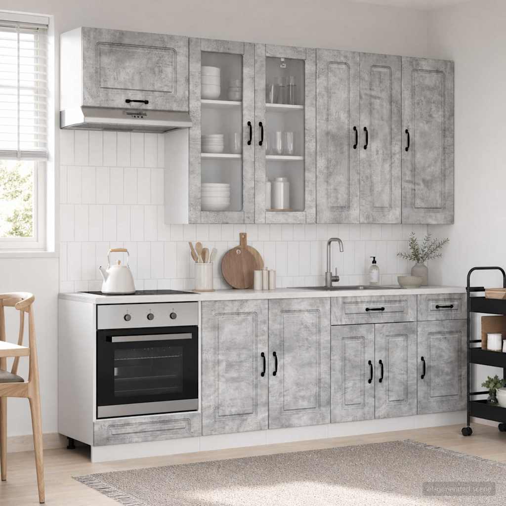 vidaXL Kitchen Unit KALMAR 8 pcs Concrete Grey Engineered Wood 1