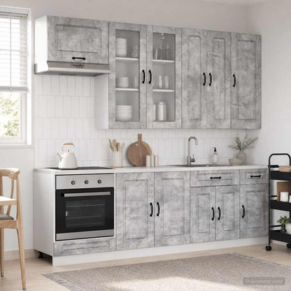 vidaXL Kitchen Unit KALMAR 8 pcs Concrete Grey Engineered Wood 1