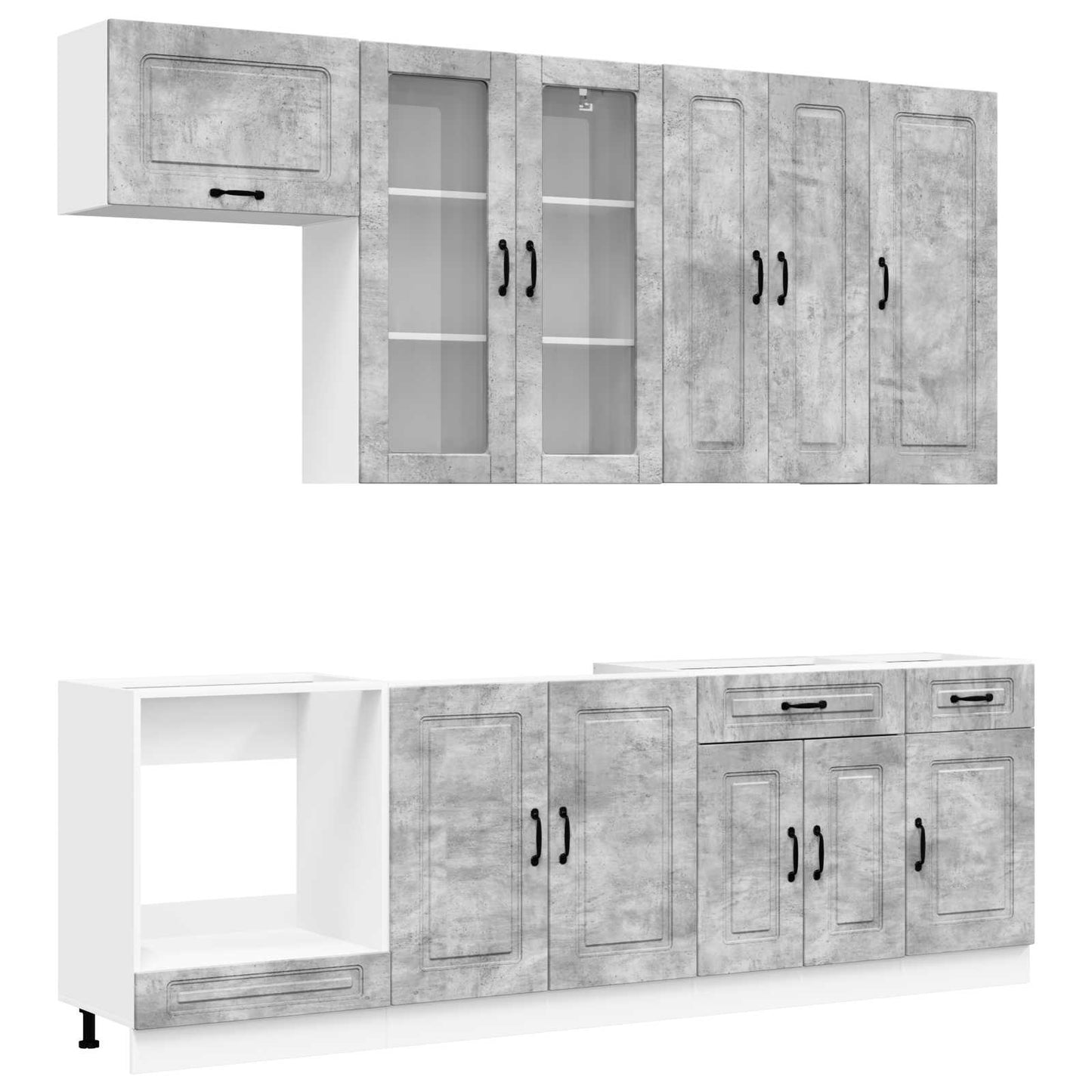 vidaXL Kitchen Unit KALMAR 8 pcs Concrete Grey Engineered Wood 2