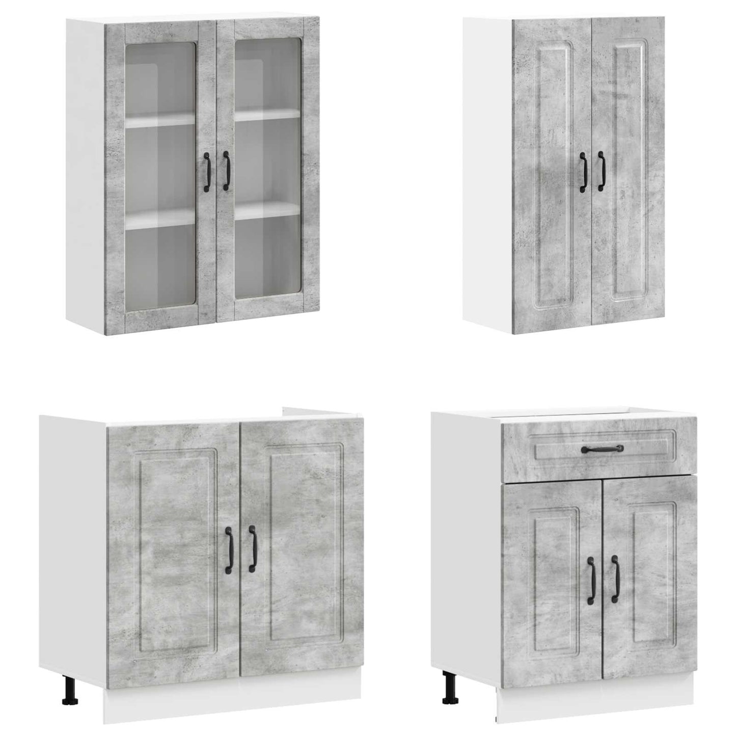 vidaXL Kitchen Unit KALMAR 8 pcs Concrete Grey Engineered Wood 3