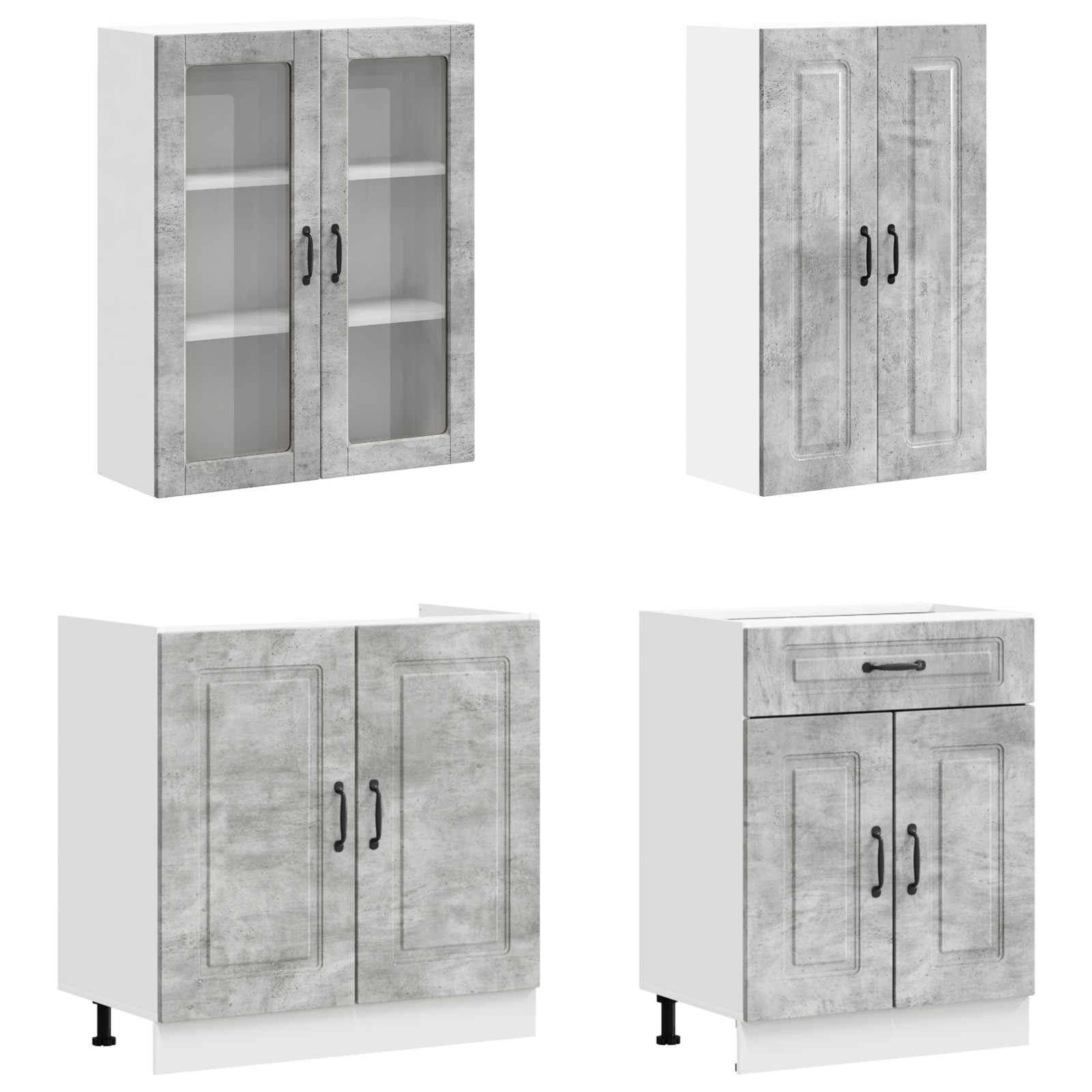vidaXL Kitchen Unit KALMAR 8 pcs Concrete Grey Engineered Wood 3
