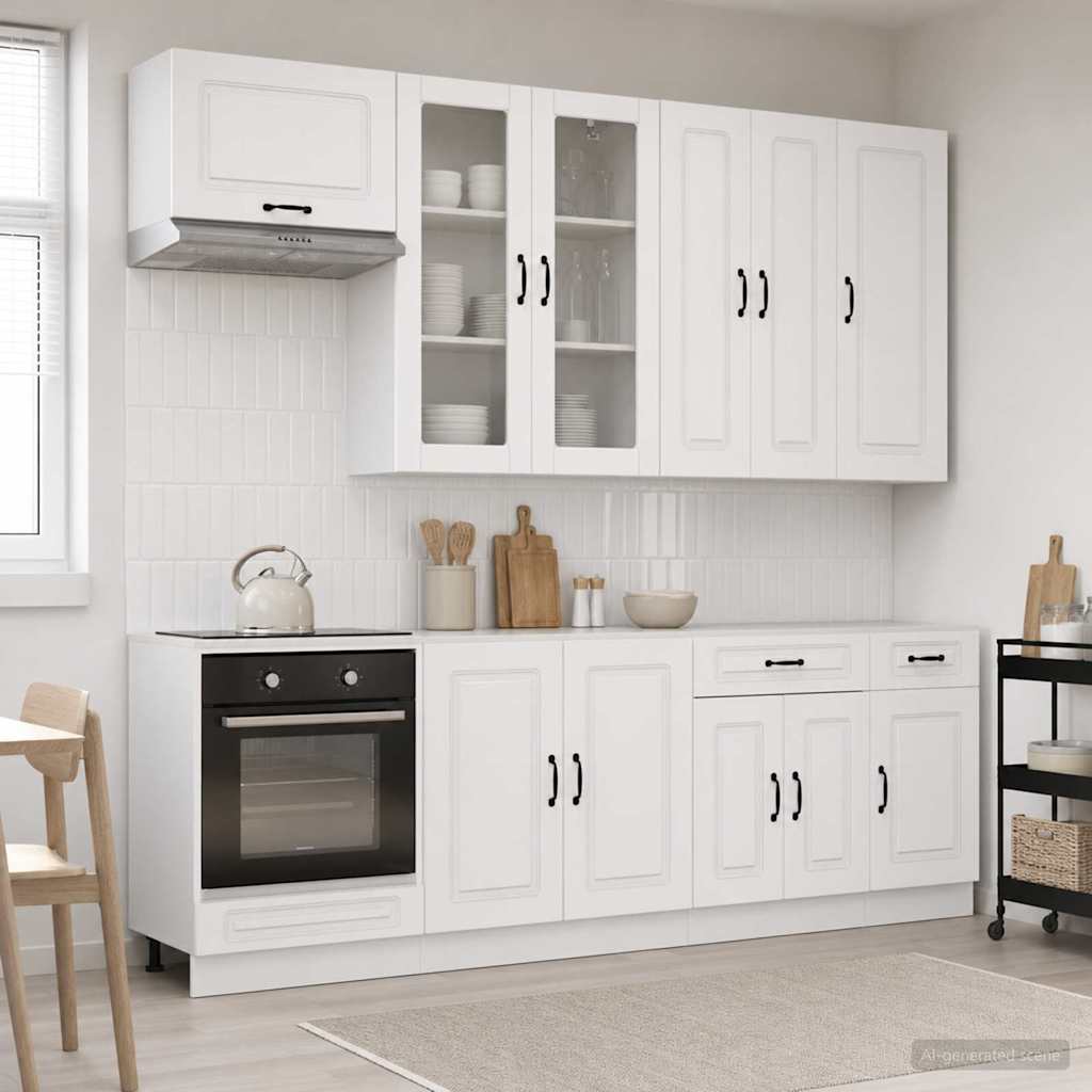 vidaXL Kitchen Unit KALMAR 8 pcs High Gloss White Engineered Wood 1