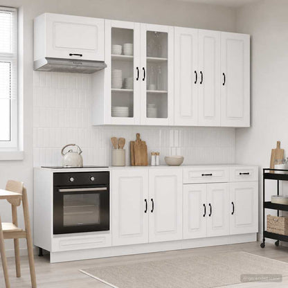 vidaXL Kitchen Unit KALMAR 8 pcs High Gloss White Engineered Wood 1