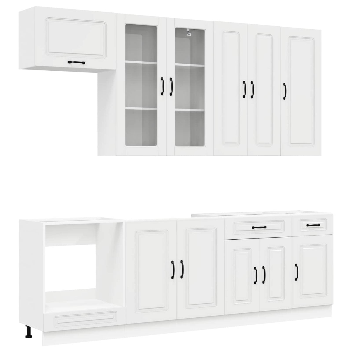 vidaXL Kitchen Unit KALMAR 8 pcs High Gloss White Engineered Wood 2