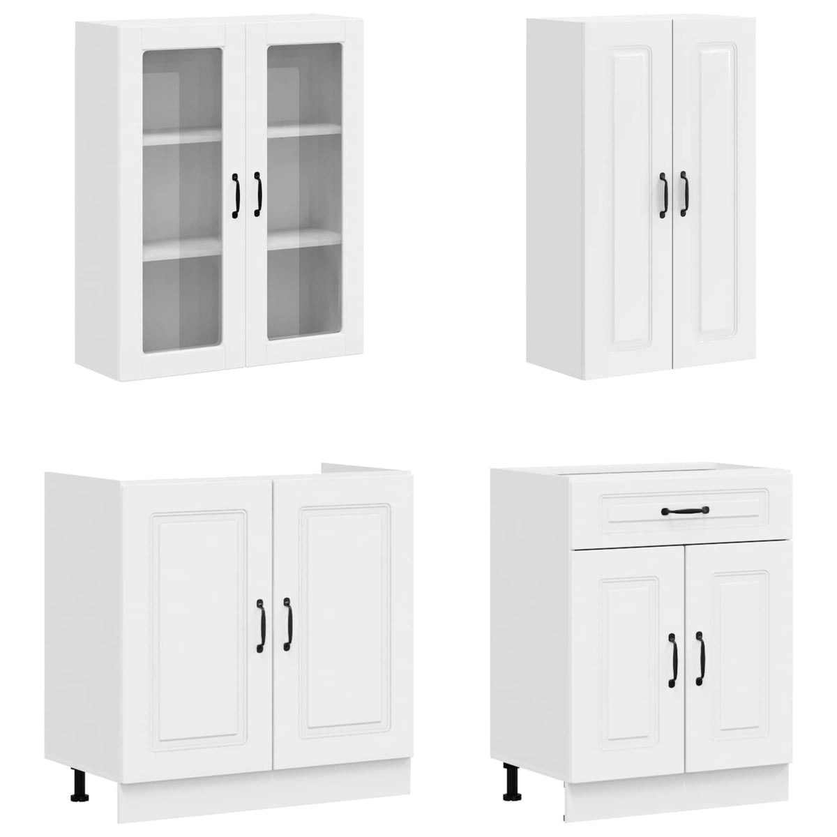 vidaXL Kitchen Unit KALMAR 8 pcs High Gloss White Engineered Wood 3