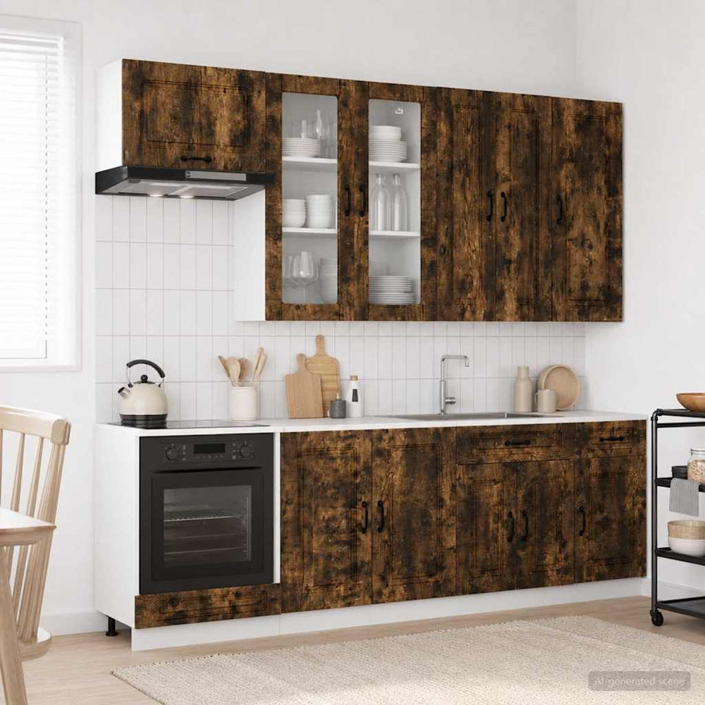 vidaXL Kitchen Unit KALMAR 8 pcs Smoked Oak Engineered Wood