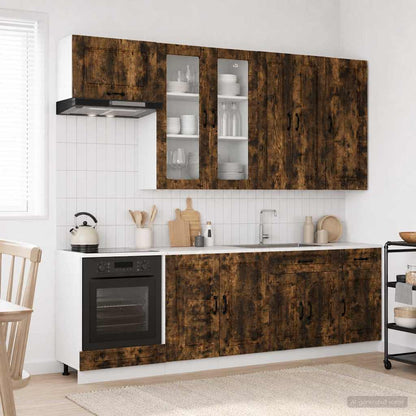 vidaXL Kitchen Unit KALMAR 8 pcs Smoked Oak Engineered Wood 1