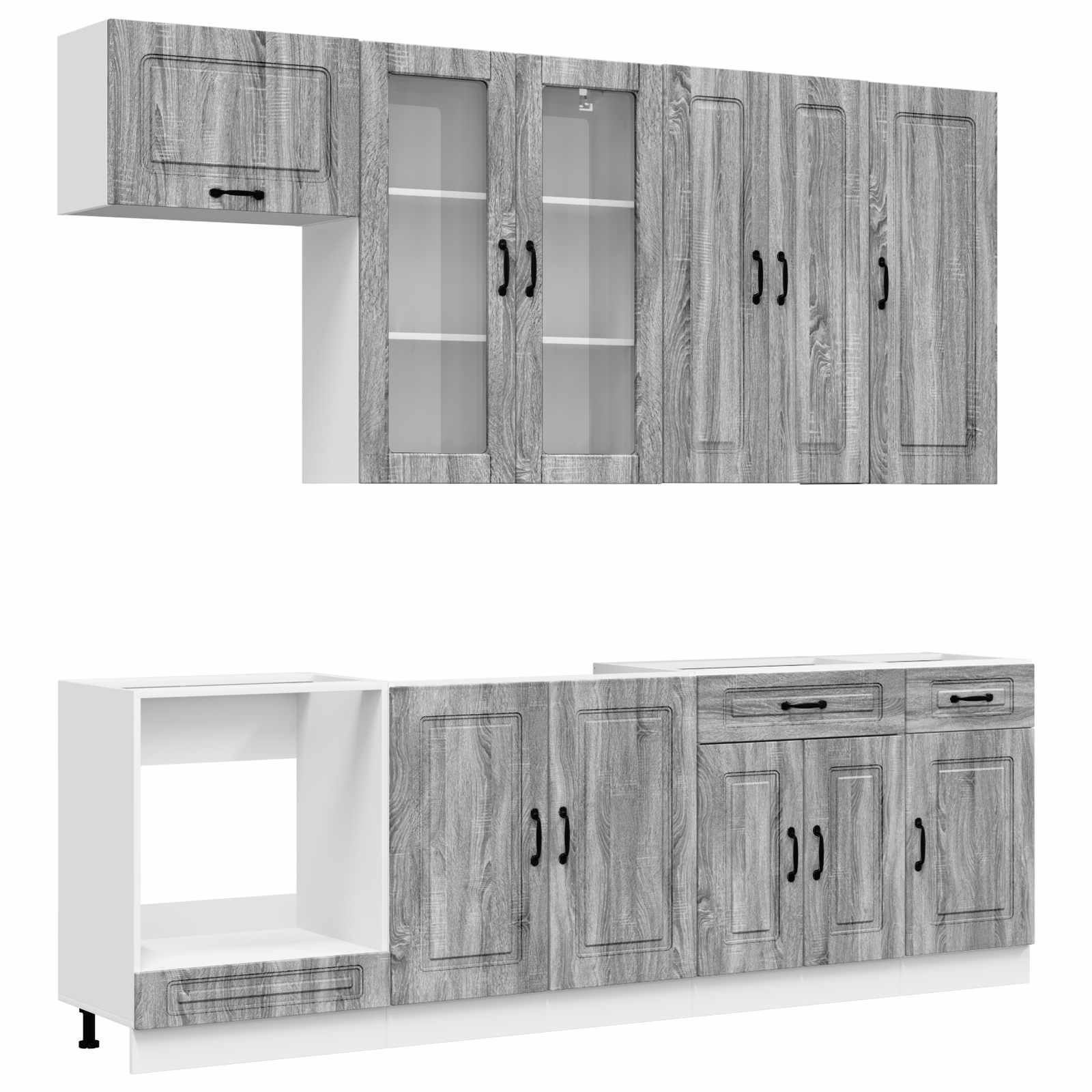 vidaXL Kitchen Unit KALMAR 8 pcs Grey Sonoma Engineered Wood 2