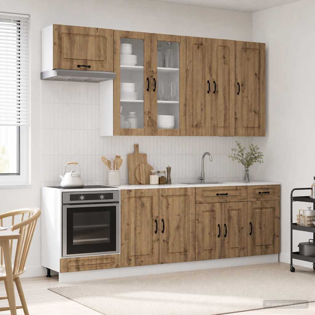 vidaXL Kitchen Unit KALMAR 8 pcs Artisan Oak Engineered Wood 1