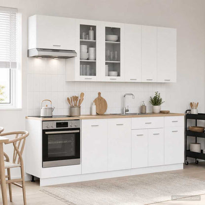 vidaXL Kitchen Unit LYON 8 pcs White Engineered Wood 1