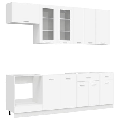 vidaXL Kitchen Unit LYON 8 pcs White Engineered Wood 2