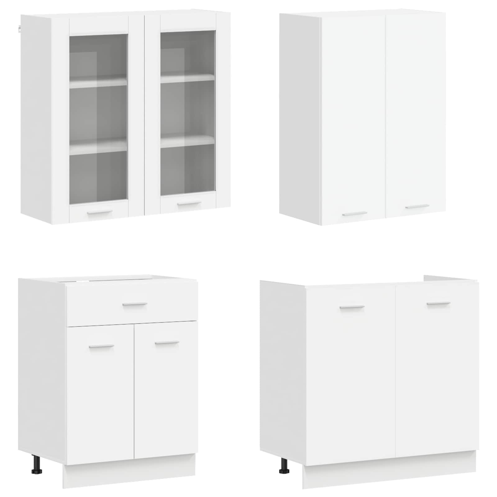 vidaXL Kitchen Unit LYON 8 pcs White Engineered Wood 3