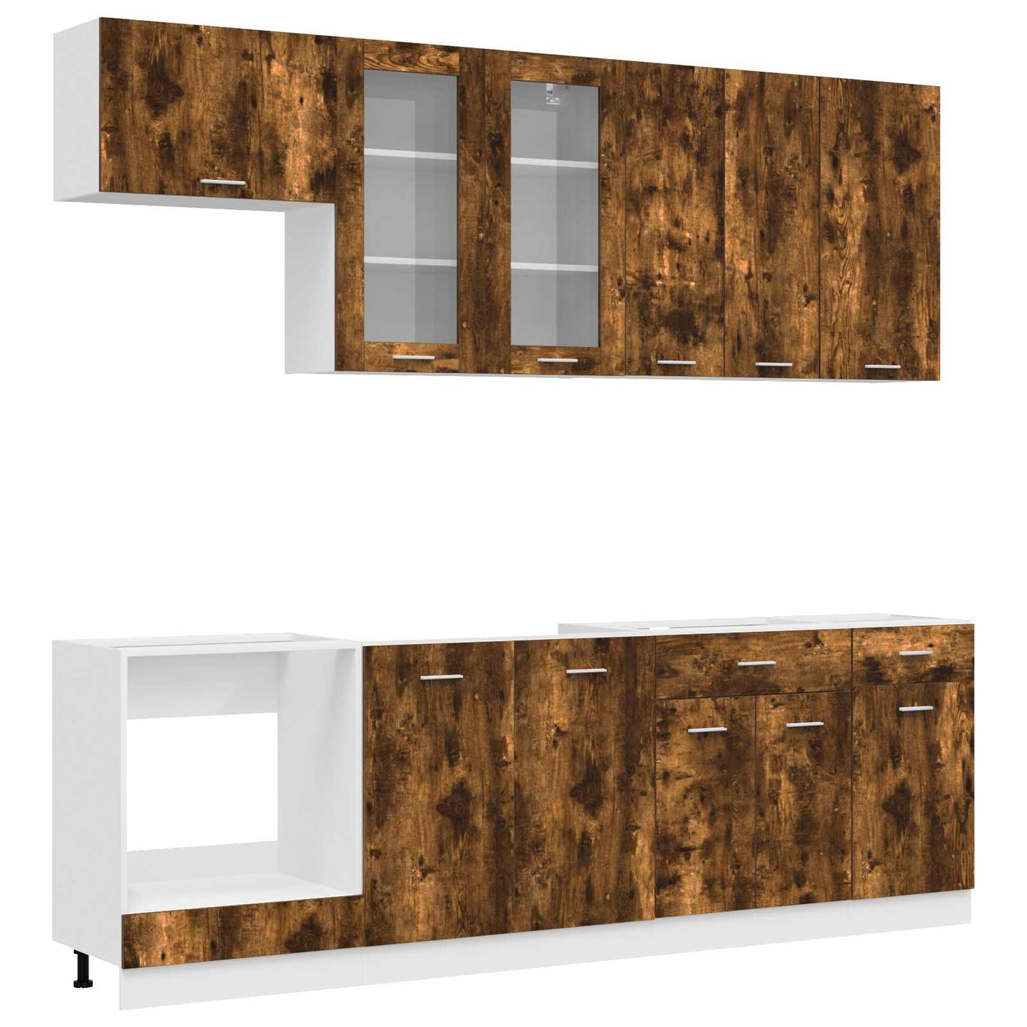 vidaXL Kitchen Unit LYON 8 pcs Smoked Oak Engineered Wood 1