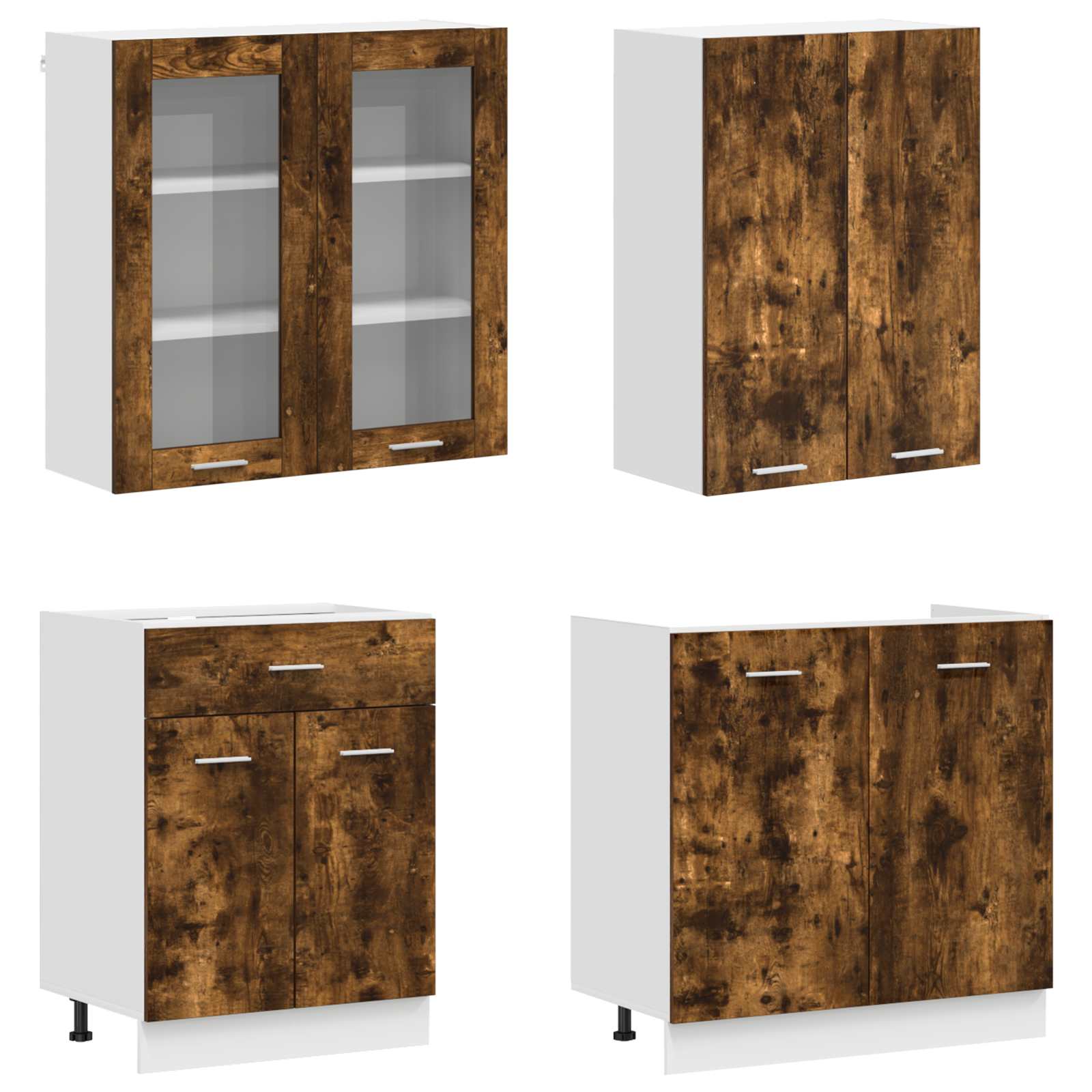 vidaXL Kitchen Unit LYON 8 pcs Smoked Oak Engineered Wood 2