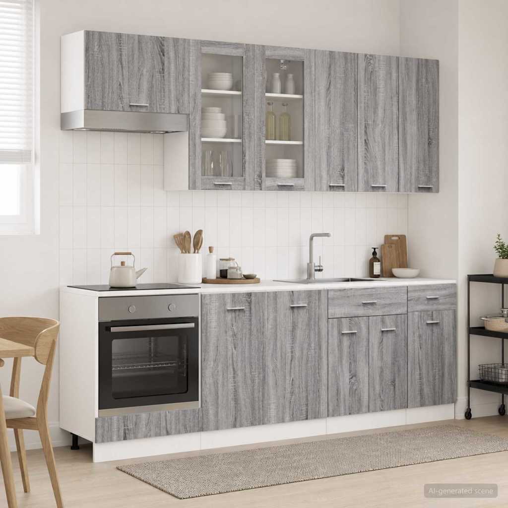 vidaXL Kitchen Unit LYON 8 pcs Grey Sonoma Engineered Wood 1