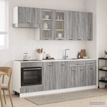 vidaXL Kitchen Unit LYON 8 pcs Grey Sonoma Engineered Wood 1