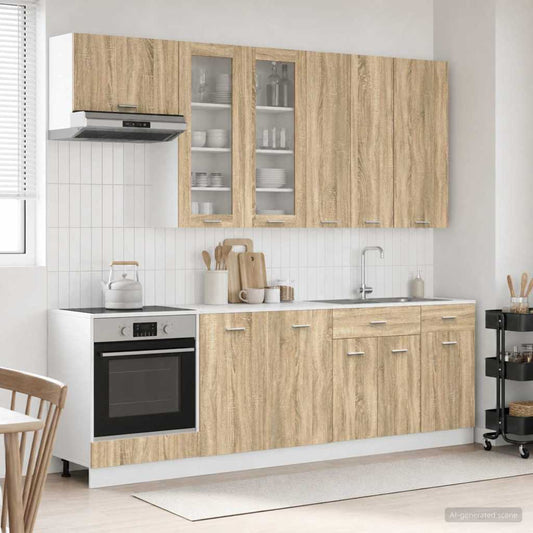 vidaXL Kitchen Unit LYON 8 pcs Sonoma Oak Engineered Wood 1