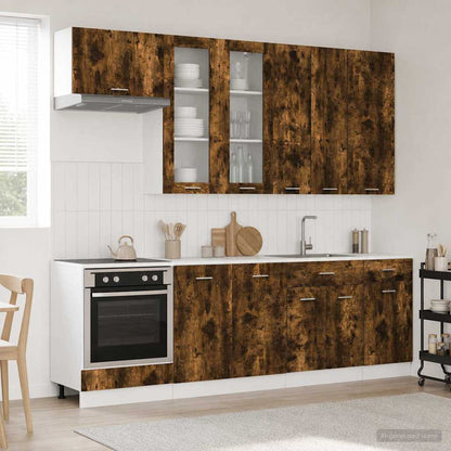 vidaXL Kitchen Unit LYON 8 pcs Smoked Oak Engineered Wood 1