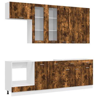 vidaXL Kitchen Unit LYON 8 pcs Smoked Oak Engineered Wood 2