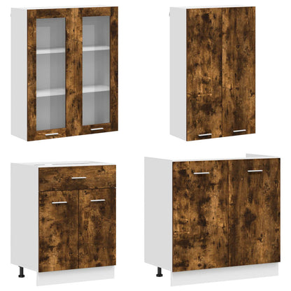 vidaXL Kitchen Unit LYON 8 pcs Smoked Oak Engineered Wood 3