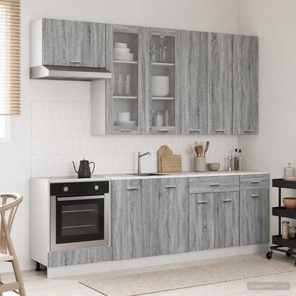 vidaXL Kitchen Unit LYON 8 pcs Grey Sonoma Engineered Wood 1