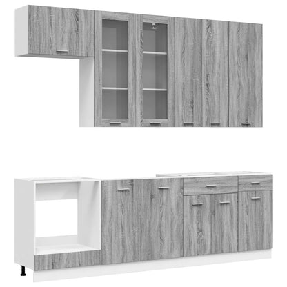 vidaXL Kitchen Unit LYON 8 pcs Grey Sonoma Engineered Wood 2