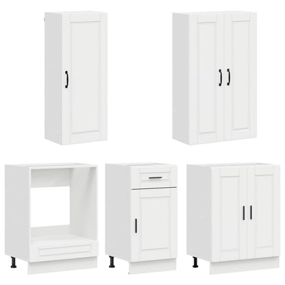 vidaXL Kitchen Unit PORTO 5 pcs High Gloss White Engineered Wood 3