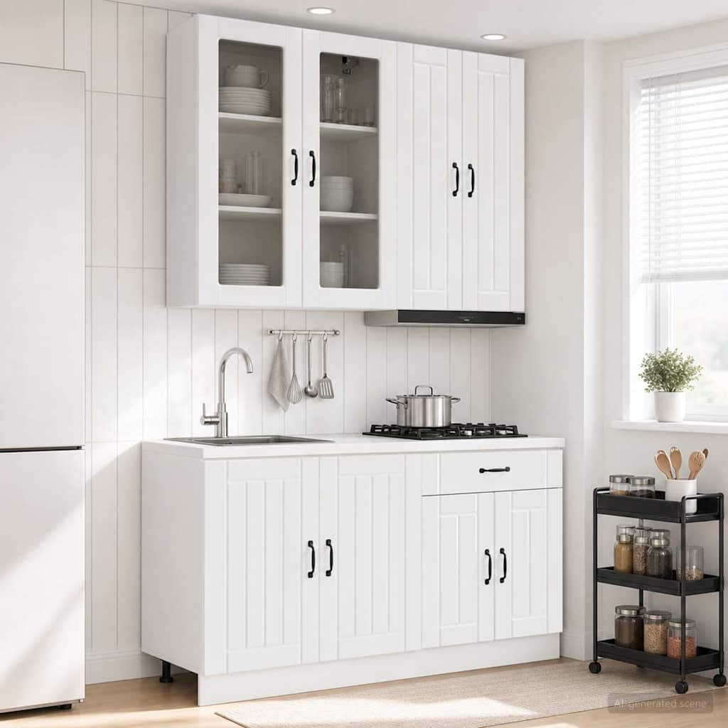 vidaXL Kitchen Unit LUCCA 4 pcs High Gloss White Engineered Wood 1