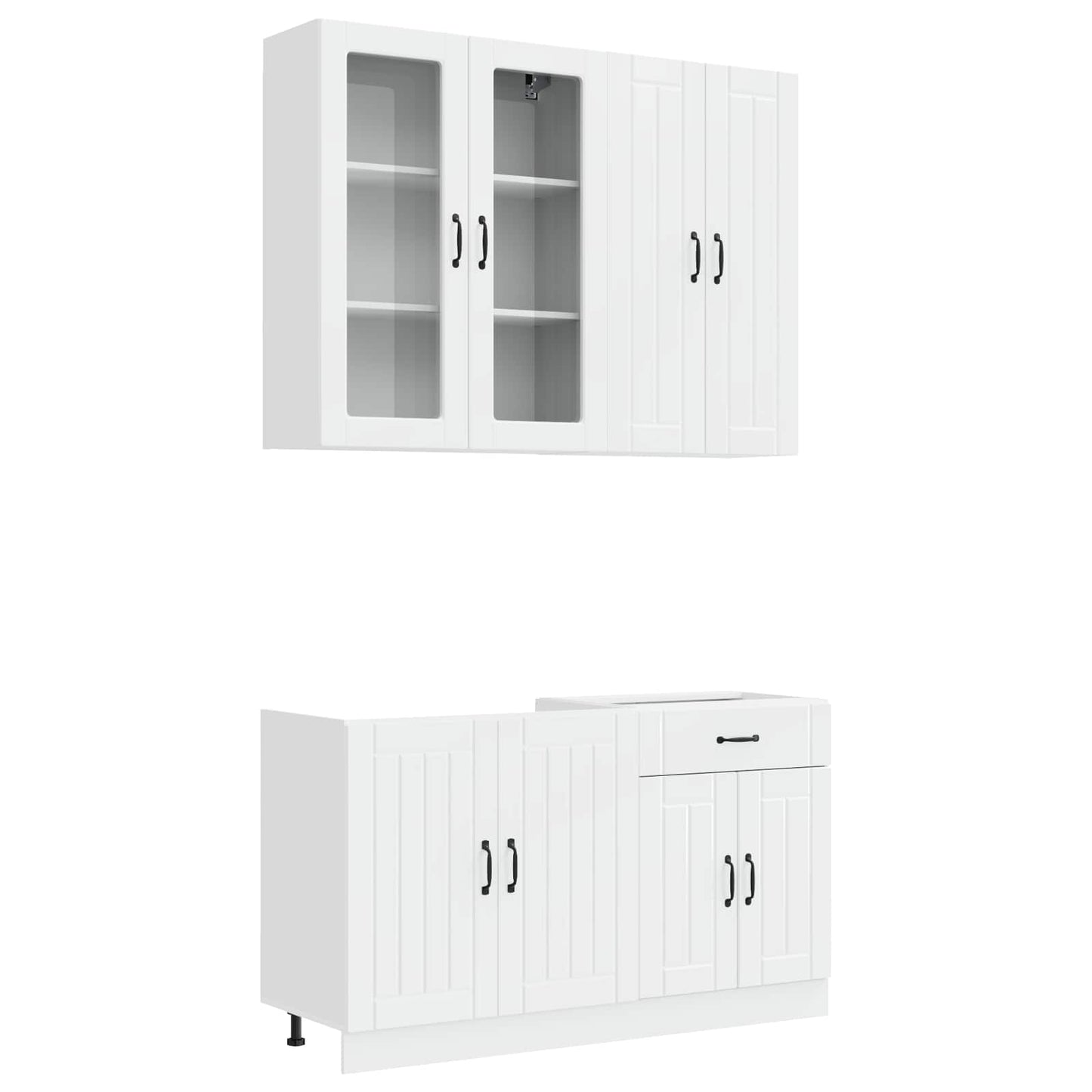 vidaXL Kitchen Unit LUCCA 4 pcs High Gloss White Engineered Wood 2