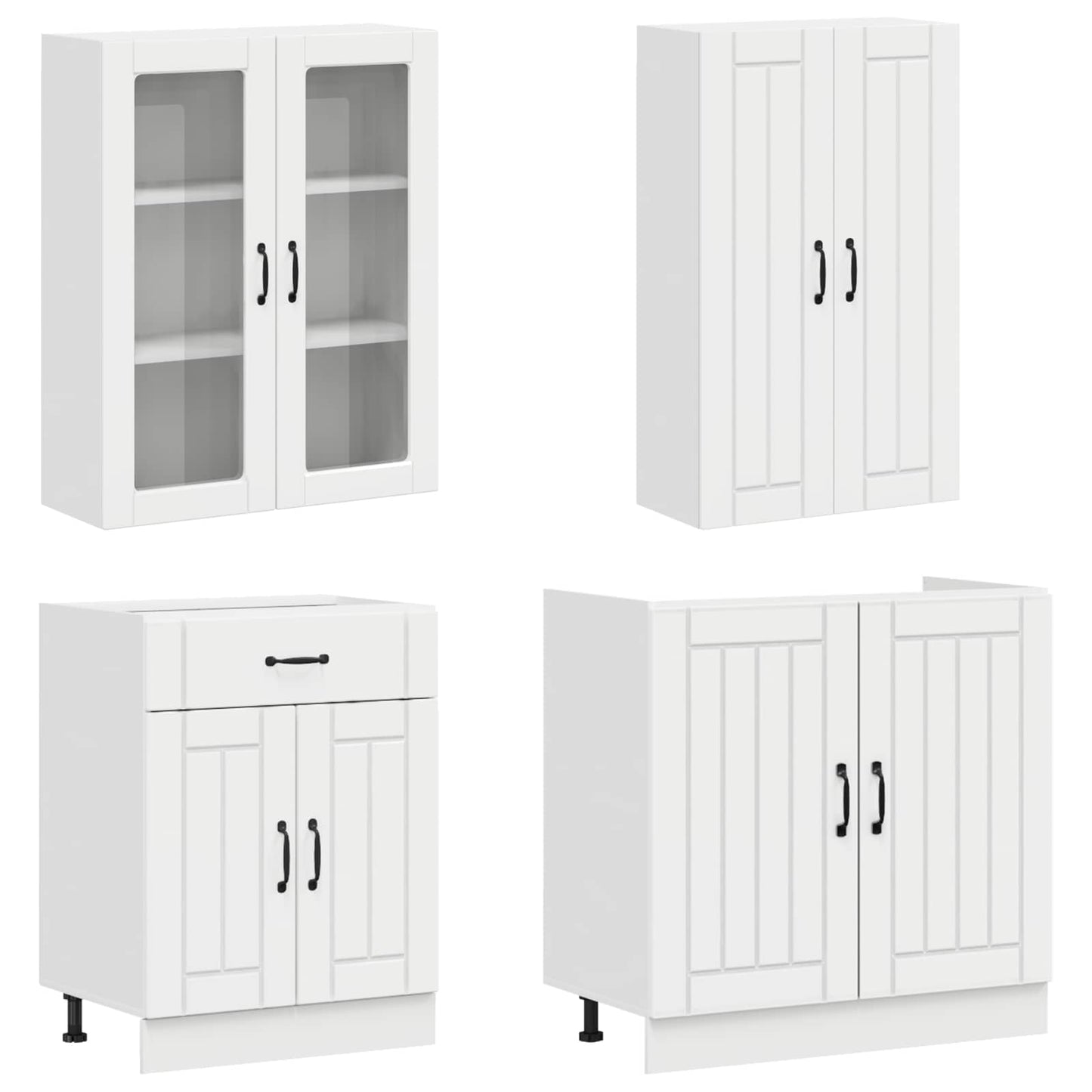 vidaXL Kitchen Unit LUCCA 4 pcs High Gloss White Engineered Wood 3