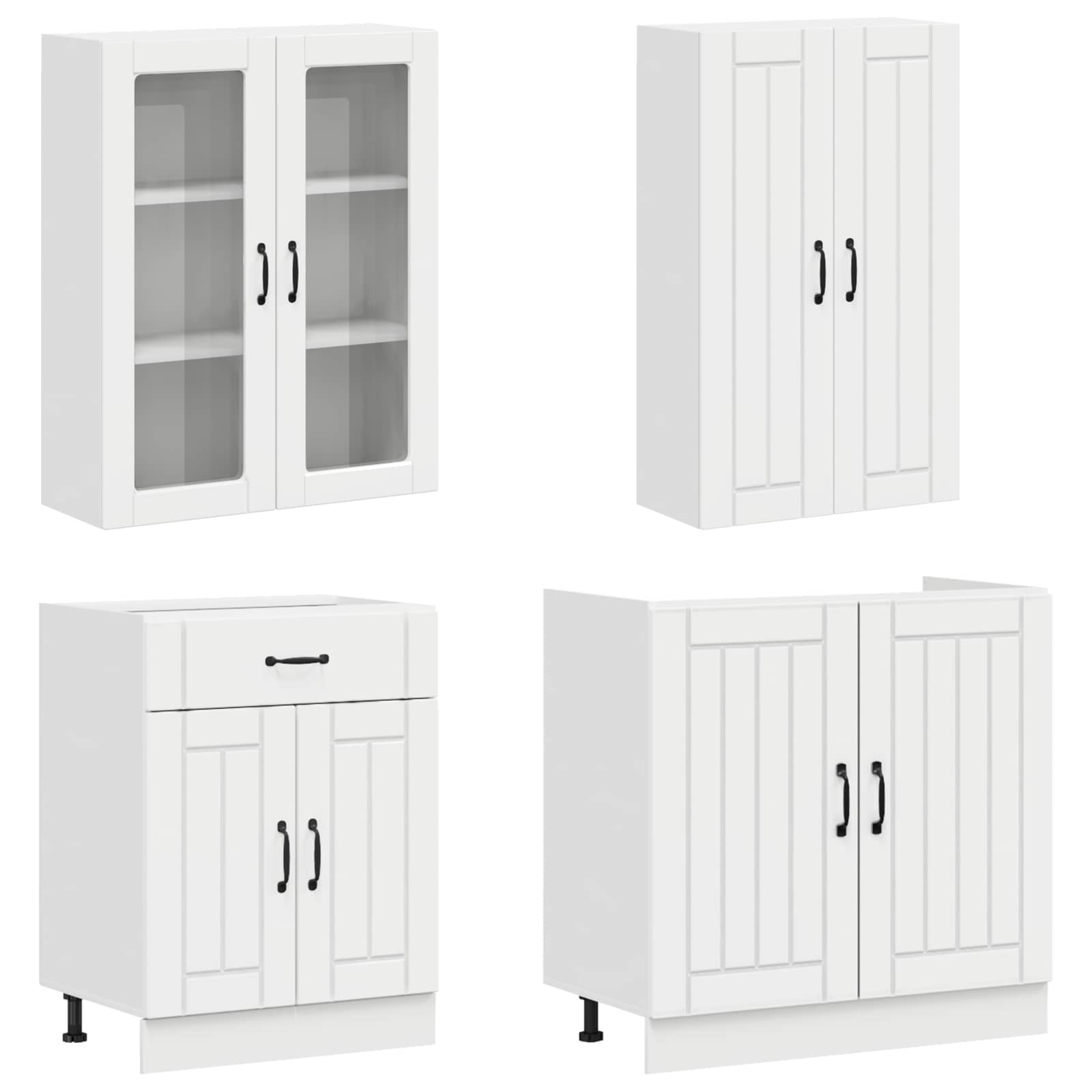 vidaXL Kitchen Unit LUCCA 4 pcs High Gloss White Engineered Wood 3