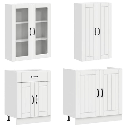 vidaXL Kitchen Unit LUCCA 4 pcs High Gloss White Engineered Wood 3