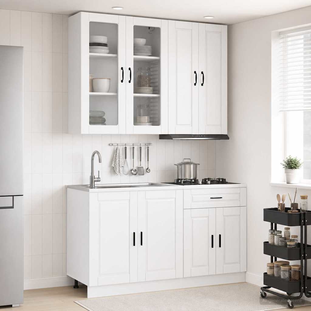 vidaXL Kitchen Unit PORTO 4 pcs High Gloss White Engineered Wood 1