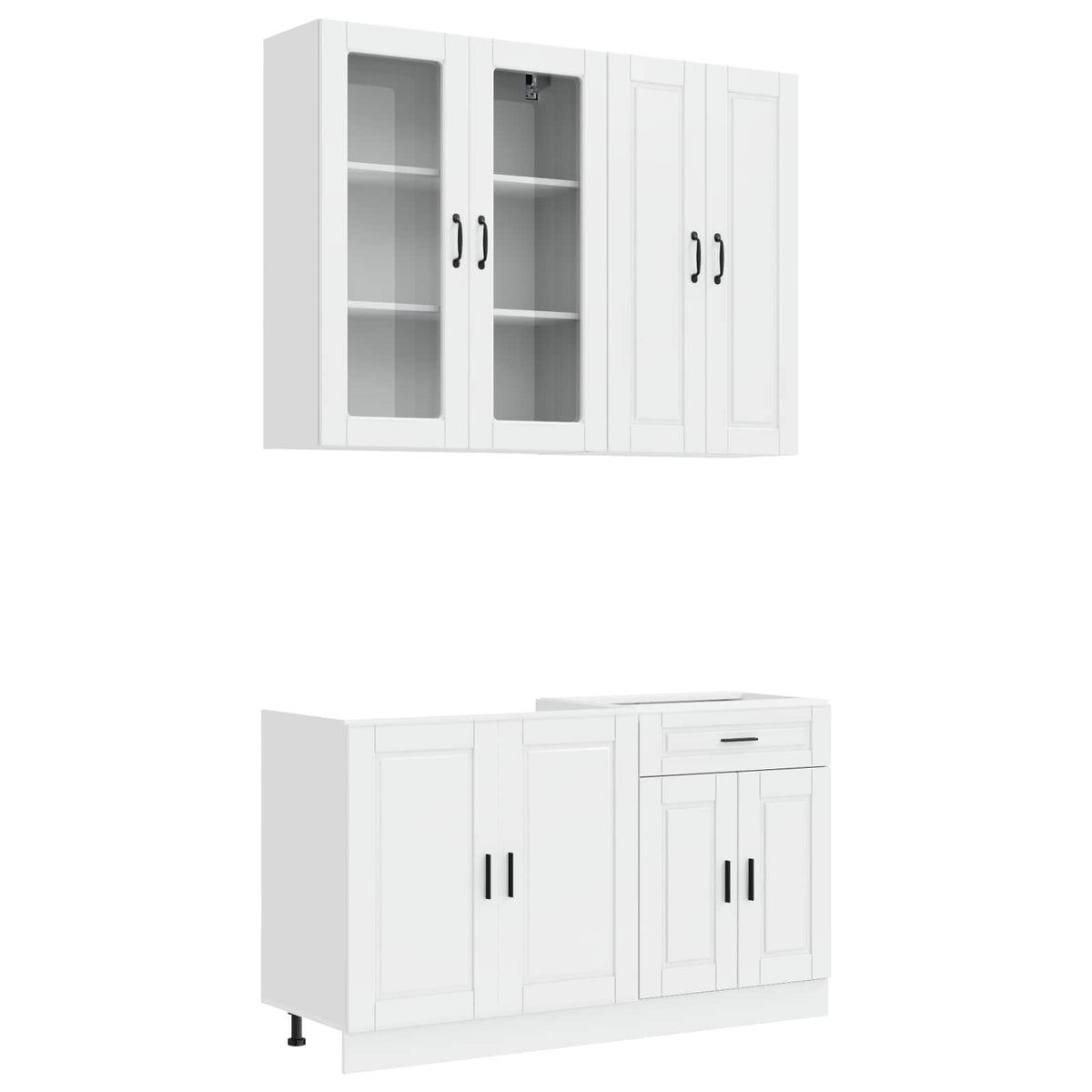 vidaXL Kitchen Unit PORTO 4 pcs High Gloss White Engineered Wood 2