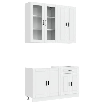 vidaXL Kitchen Unit PORTO 4 pcs High Gloss White Engineered Wood 2