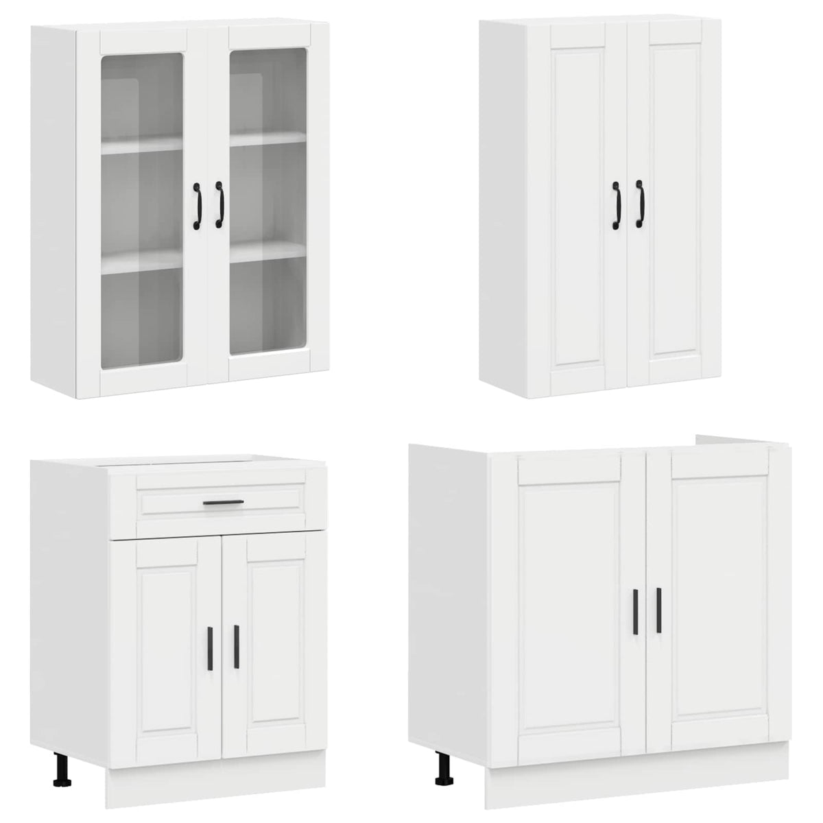 vidaXL Kitchen Unit PORTO 4 pcs High Gloss White Engineered Wood 3