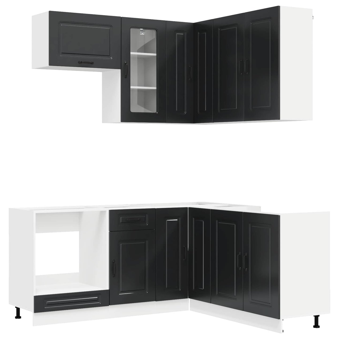 vidaXL Kitchen Unit KALMAR 8 pcs Black Engineered Wood 1