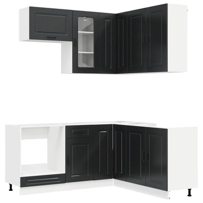 vidaXL Kitchen Unit KALMAR 8 pcs Black Engineered Wood 1