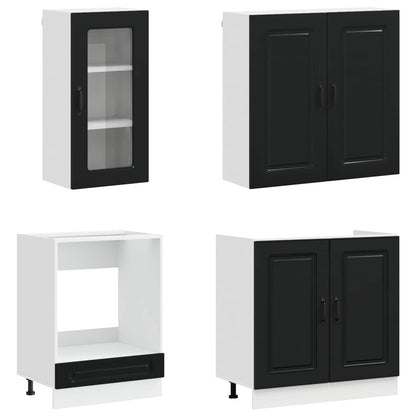 vidaXL Kitchen Unit KALMAR 8 pcs Black Engineered Wood 2