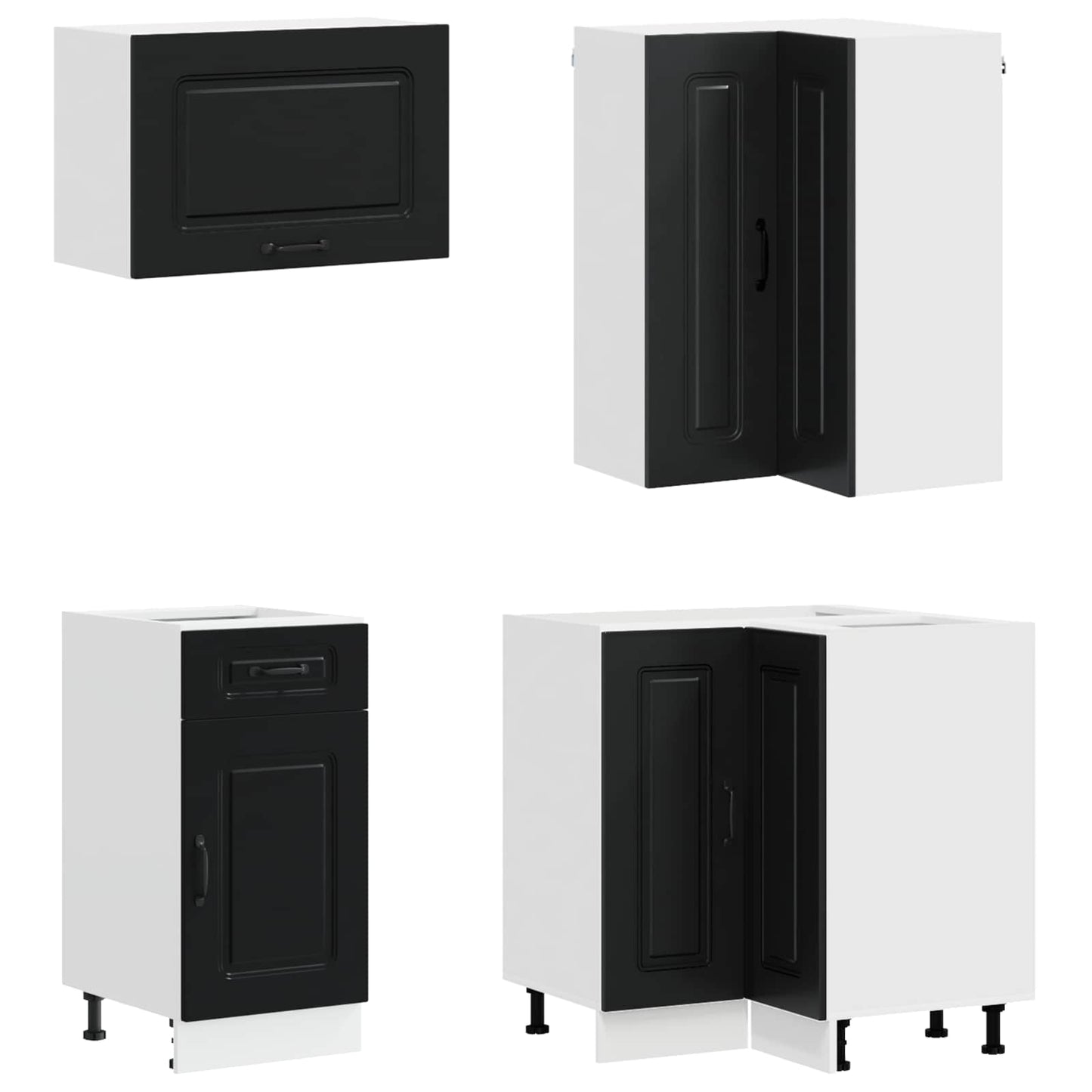 vidaXL Kitchen Unit KALMAR 8 pcs Black Engineered Wood 3