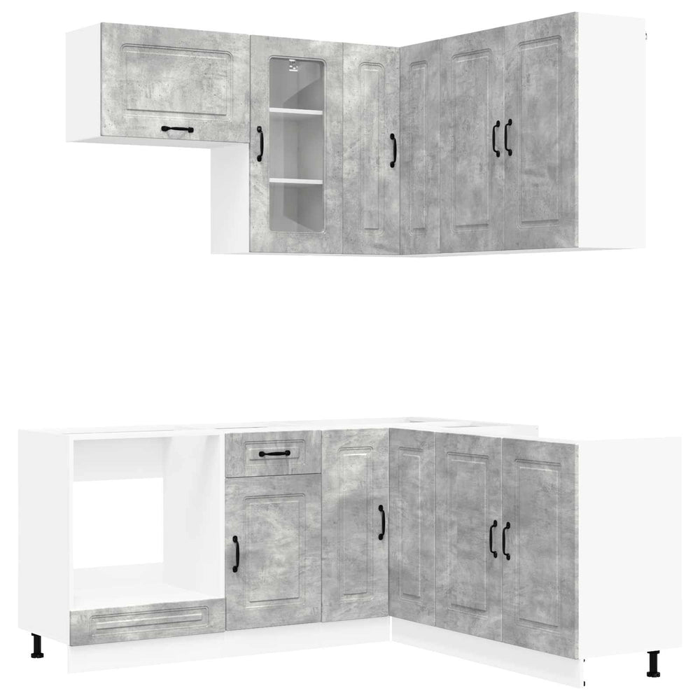 vidaXL Kitchen Unit KALMAR 8 pcs Concrete Grey Engineered Wood