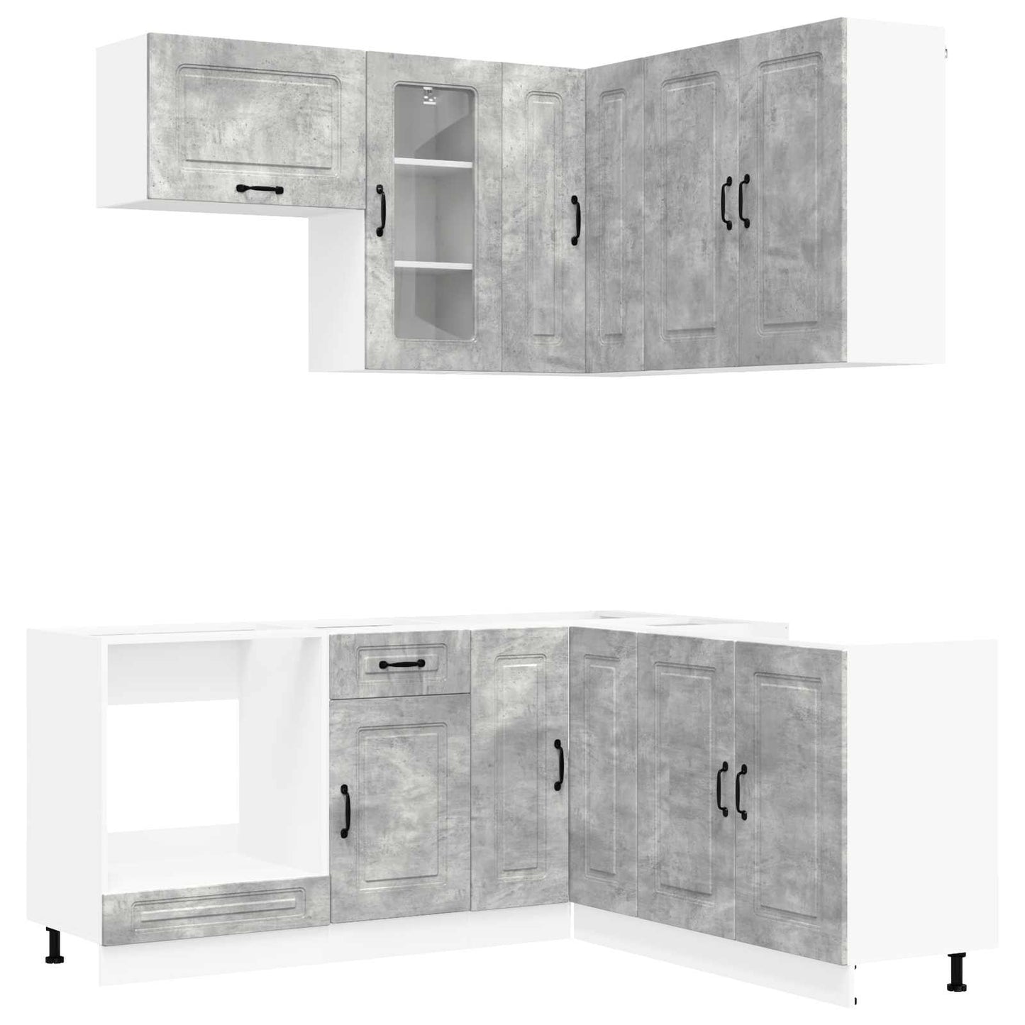 vidaXL Kitchen Unit KALMAR 8 pcs Concrete Grey Engineered Wood 1