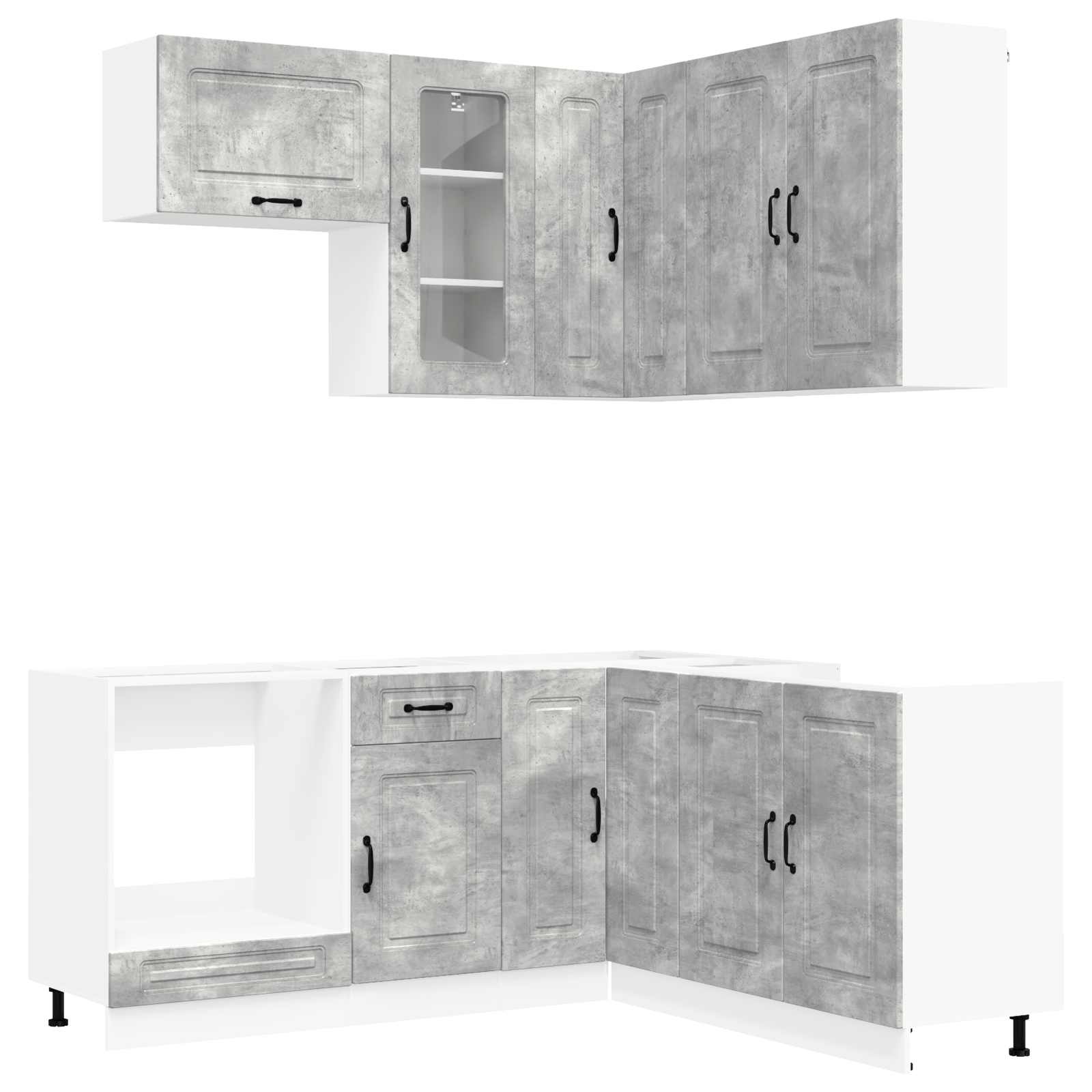 vidaXL Kitchen Unit KALMAR 8 pcs Concrete Grey Engineered Wood 1