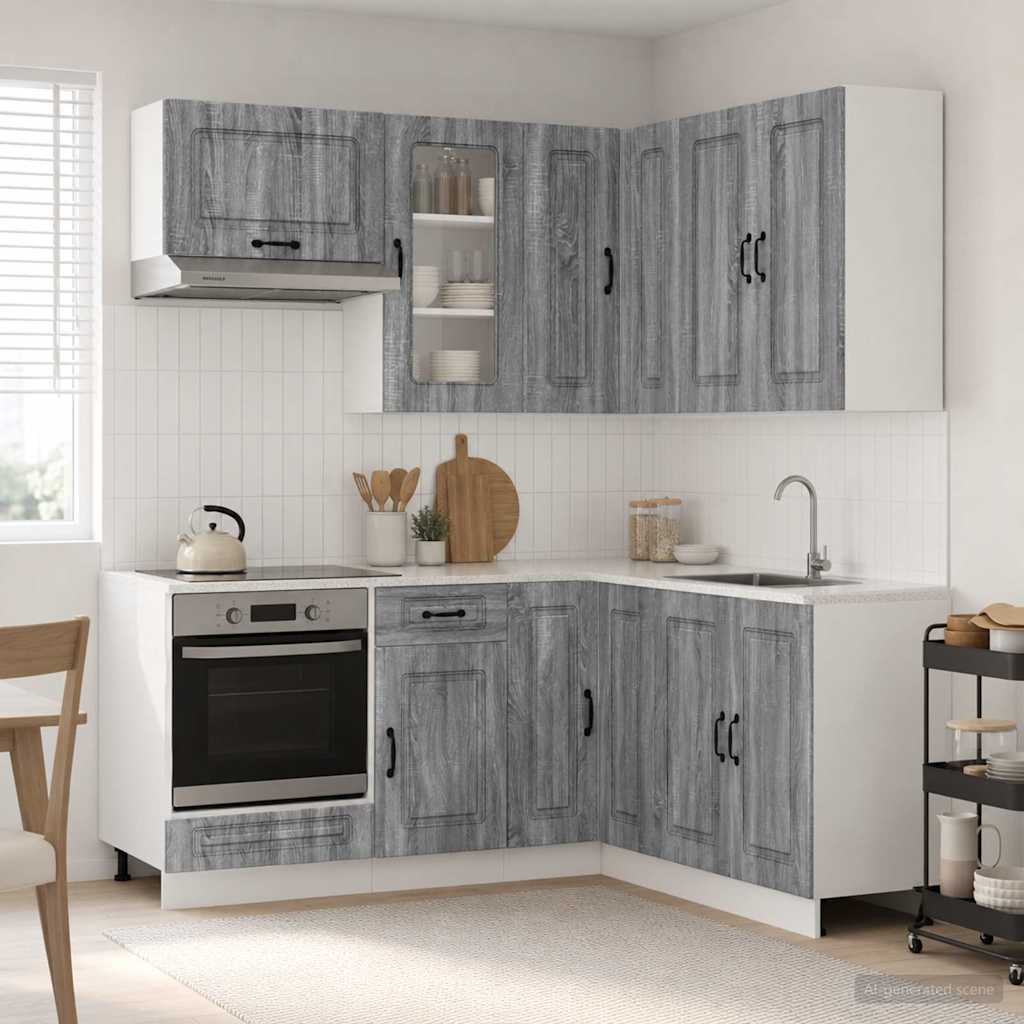 vidaXL Kitchen Unit KALMAR 8 pcs Grey Sonoma Engineered Wood 1