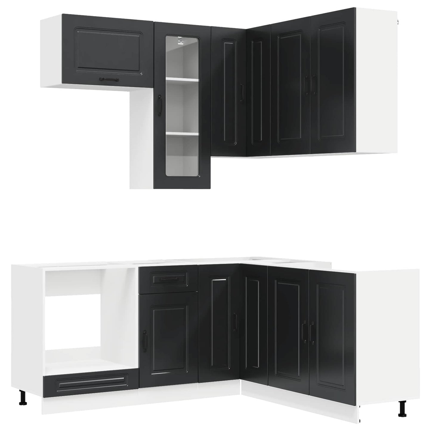 vidaXL Kitchen Unit KALMAR 8 pcs Black Engineered Wood 2