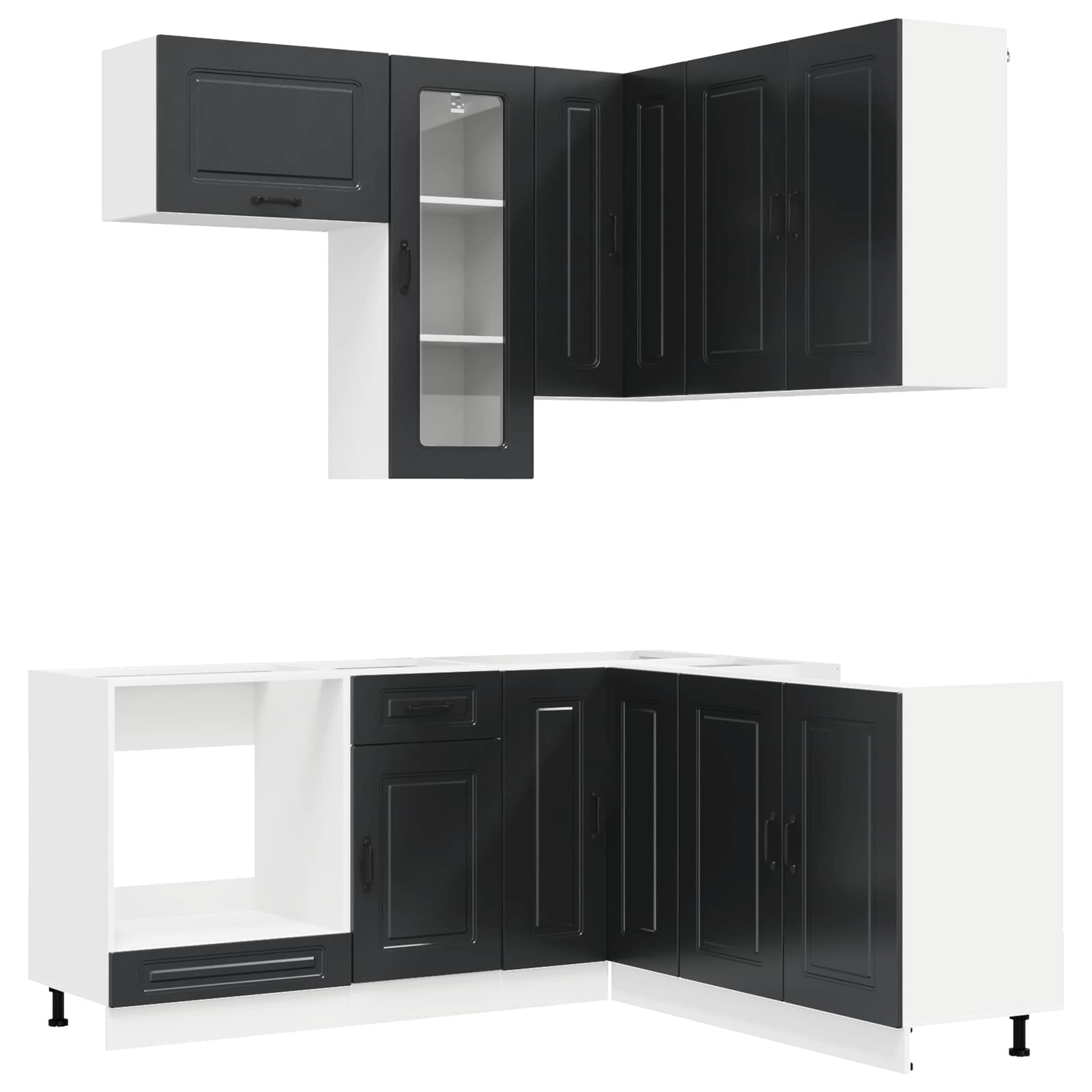 vidaXL Kitchen Unit KALMAR 8 pcs Black Engineered Wood 2